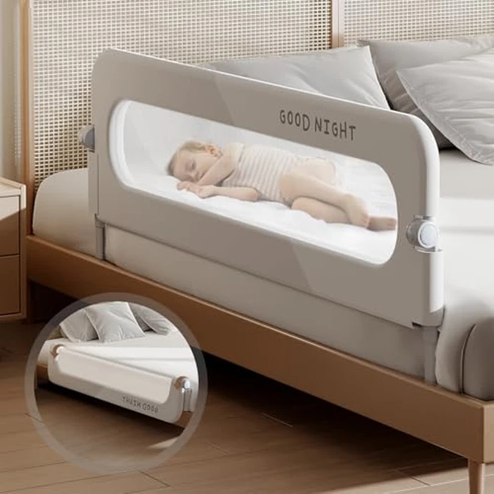 strenkitech Toddler Bed Rails for Crib | Foldable Bed Rail for Toddlers | Portable Baby Bed Rails Guard Bumper for Baby Kids | Safe Bed Side Rail for Twin, Queen, King, Full Size Beds (Grey) by strenkitech - Used - Acceptable condition