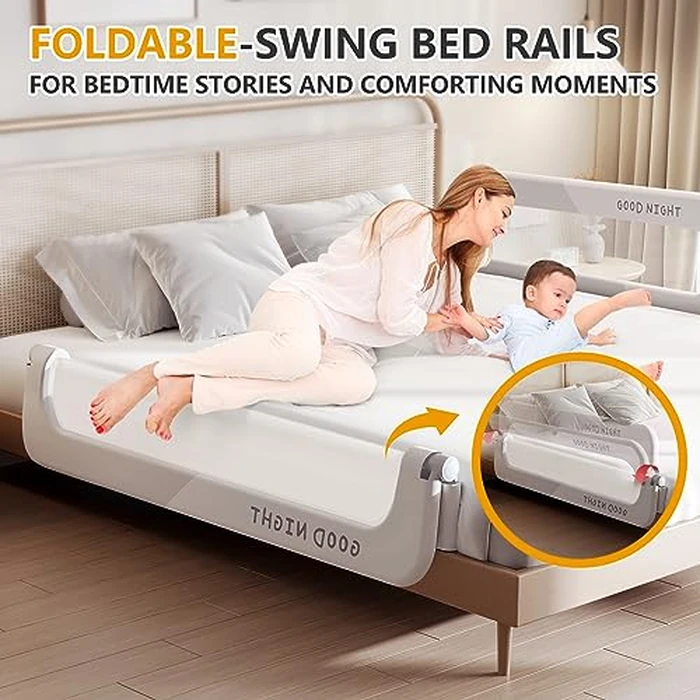 strenkitech Toddler Bed Rails for Crib | Foldable Bed Rail for Toddlers | Portable Baby Bed Rails Guard Bumper for Baby Kids | Safe Bed Side Rail for Twin, Queen, King, Full Size Beds (Grey) by strenkitech - Image 4