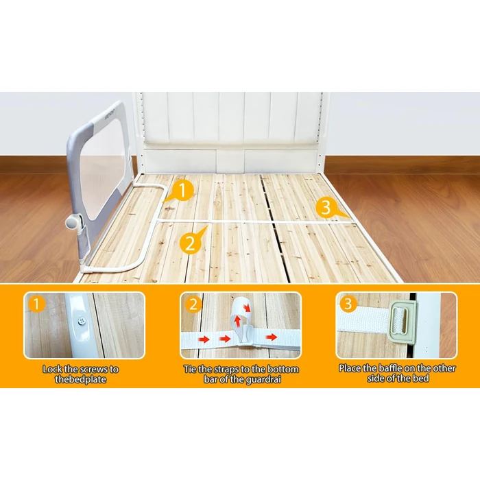 strenkitech Toddler Bed Rails for Crib | Foldable Bed Rail for Toddlers | Portable Baby Bed Rails Guard Bumper for Baby Kids | Safe Bed Side Rail for Twin, Queen, King, Full Size Beds (Grey) by strenkitech - Image 6