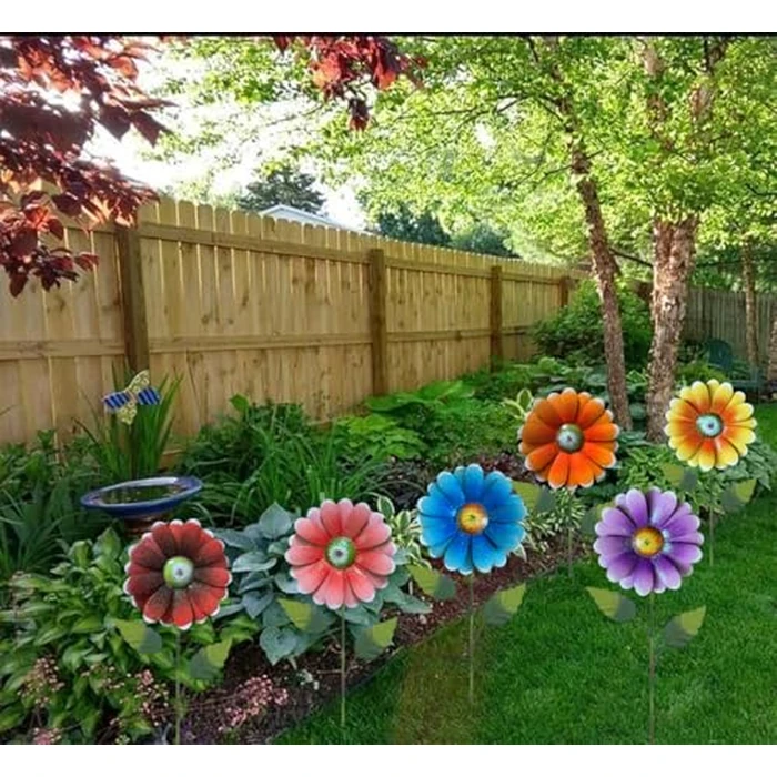 Metal Flower Garden Stakes, 6 Pc. Set,22 inch Outdoor Decor Stakes for Spring Decor, Rust and Weather Resistant Flowers with Shaking Head Yard Art for Outdoor Lawn Patio Pathway Decorations by ABELOTS - Image 6