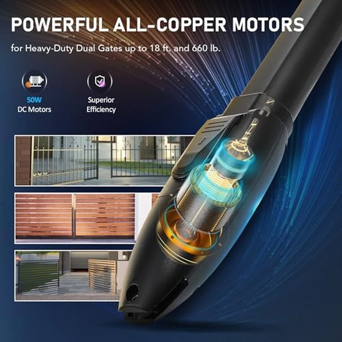 CO-Z Automatic Dual Swing Gate Opener Kit, Electric Gate Opener for Doors up to 660lb*2 18ft, Driveway Home Garden Gate System for Double Swing Gates, Dual Gate Complete Kit with Remote Control by CO-Z - Image 2