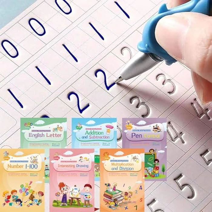 Magical Handwriting Workbooks Handwriting Practice Copybook, Handwriting Aid Magic Pen Reusable Copybook Grooves Template Design for Children Books Suitable for Children's Learning (6) by Big Tree - Used - Like New condition