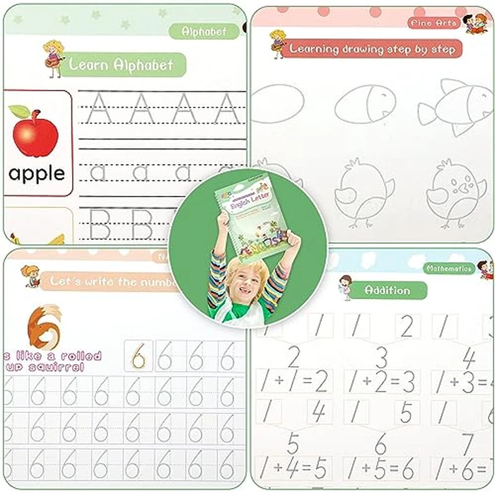 Magical Handwriting Workbooks Handwriting Practice Copybook, Handwriting Aid Magic Pen Reusable Copybook Grooves Template Design for Children Books Suitable for Children's Learning (6) by Big Tree - Image 3