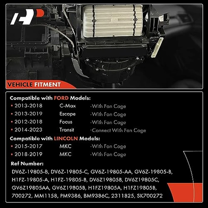 A-Premium Front HVAC Heater Blower Motor Compatible with Ford Escape 2013-2019, Focus 2012-2018, Transit Connect 2014-2022, C-Max 2013-2018 & Lincoln MKC 2015-2019, with Fan Cage by A-Premium - Image 3