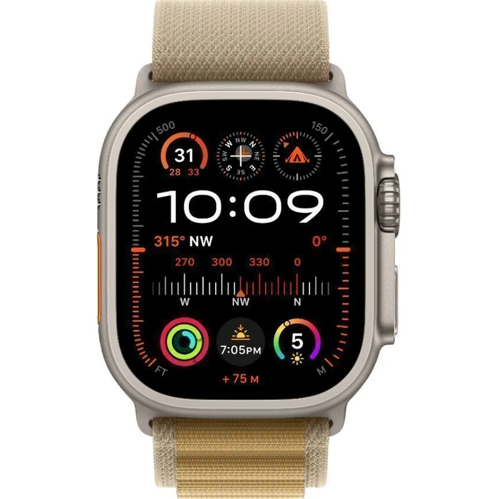 Apple Watch Ultra 2 (Cellular + GPS) - 64GB - 49mm - Titanium Titanium Case with Tan Textile Alpine Loop Band - One Size by Apple - Refurbished - Excellent condition