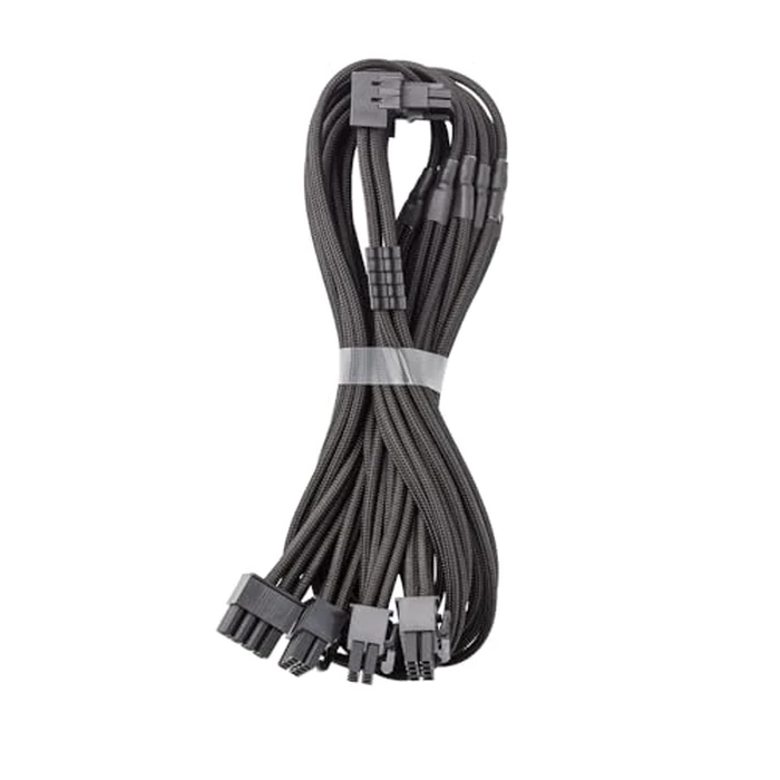 CableMod C-Series Pro ModFlex Sleeved 12V-2x6 12VHPWR 90 degrees StealthSense PCIe Cable for Corsair Type 4 / Type 3 - Variant B (Black, 16-pin to Quad 8-pin, 60cm) by CableMod - Image 1