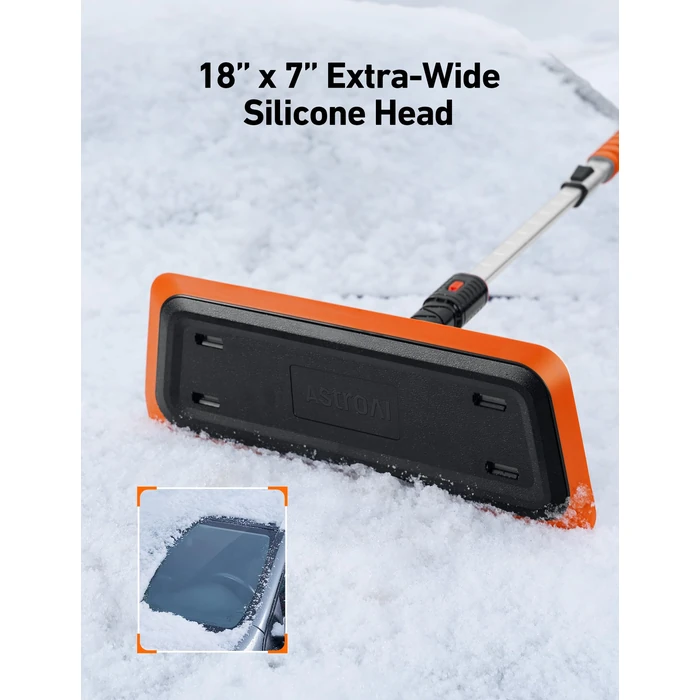 AstroAI 47.2 Inch 2-in-1 Snow Scraper for car Snow Broom and Detachable Ice Scraper with Non-Abrasive Silicone Head for Cars, Trucks, SUVs（Orange-Black） by AstroAI - Image 9