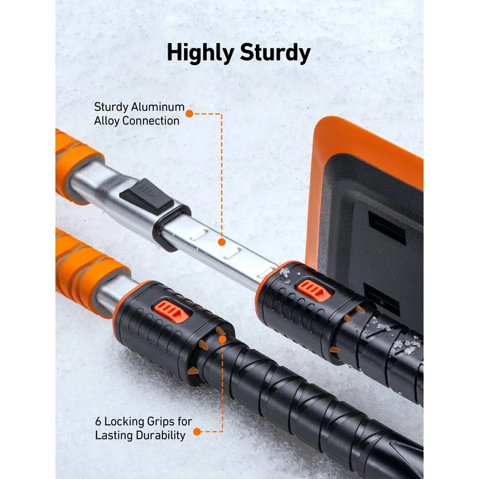 AstroAI 47.2 Inch 2-in-1 Snow Scraper for car Snow Broom and Detachable Ice Scraper with Non-Abrasive Silicone Head for Cars, Trucks, SUVs（Orange-Black） by AstroAI - Image 4