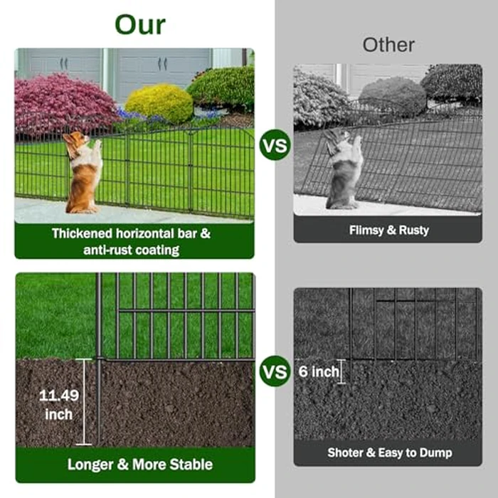 Animal Barrier Fence 10 Pack with Lock- 24 in (H) x 20ft (L) No Dig Dog Garden Decorative Fence Rustproof Metal Wire Panel Border, Rustproof Metal Wire Section Edging Fencing Panel by Bilibompa - Image 3