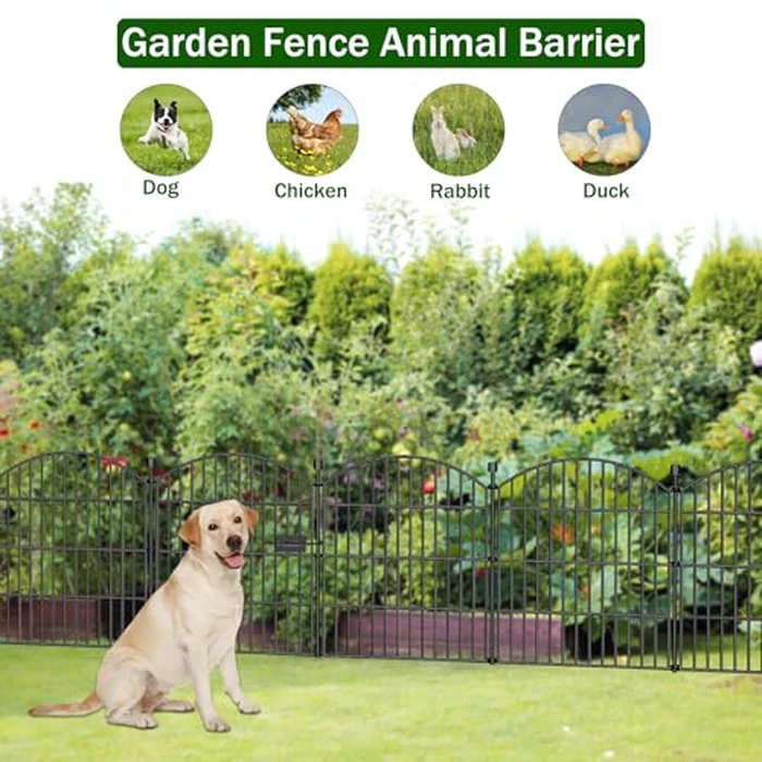 Animal Barrier Fence 10 Pack with Lock- 24 in (H) x 20ft (L) No Dig Dog Garden Decorative Fence Rustproof Metal Wire Panel Border, Rustproof Metal Wire Section Edging Fencing Panel by Bilibompa - Image 5