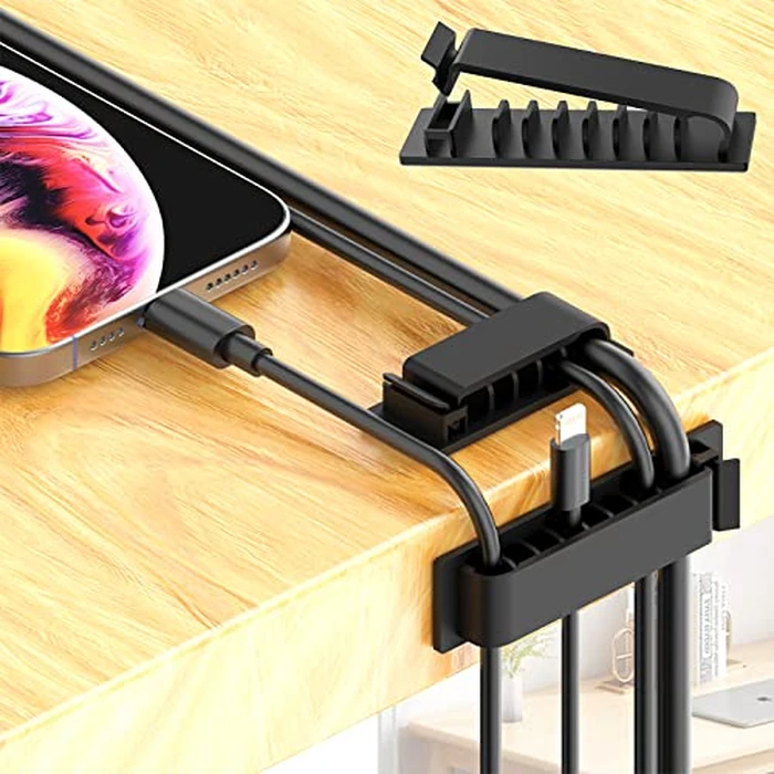 N NOROCME 192 PCS Cable Management Kit 4 Wire Organizer Sleeve,11 Cable Holder,35Cord Clips 10+2 Roll Cable Organizer Straps and 100 Fastening Cable Ties for Computer TV Under Desk, black,clear by N NOROCME - Image 3