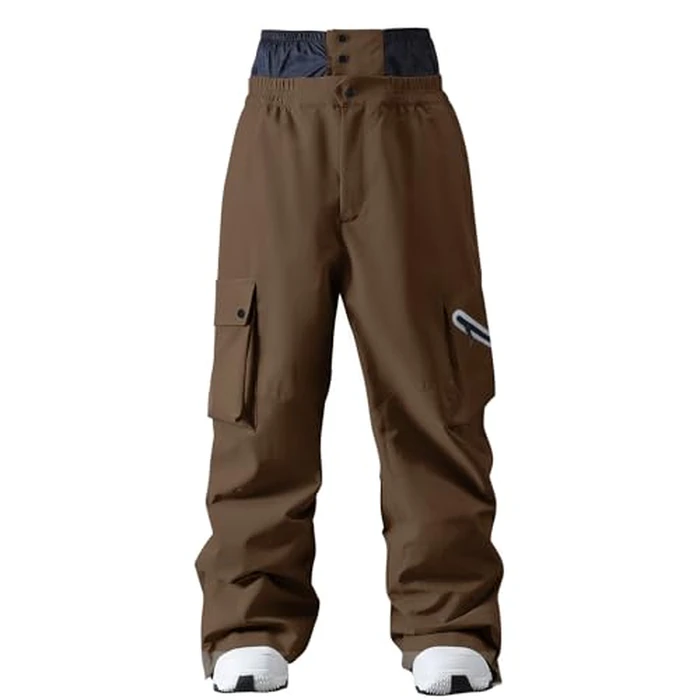 GS SNOWING Mens Women Ski Pants Super Baggy Snow Snowboard Insulated Waterproof Windproof Loose Cargo Pant for Outdoor Sports Brown L by GS SNOWING - Used - Like New condition
