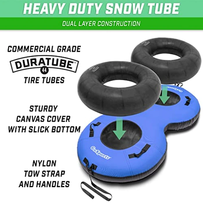 GoSports Heavy Duty 2 Person Winter Snow Tube with Premium Canvas Cover - America, Blue, Red or Retro by GoSports - Image 2