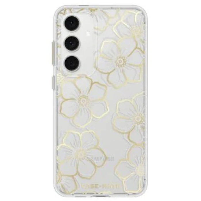 Case-Mate Floral Gems Phone Case for Samsung Galaxy S24 FE - Clear/Gold by Case-Mate - Image 1