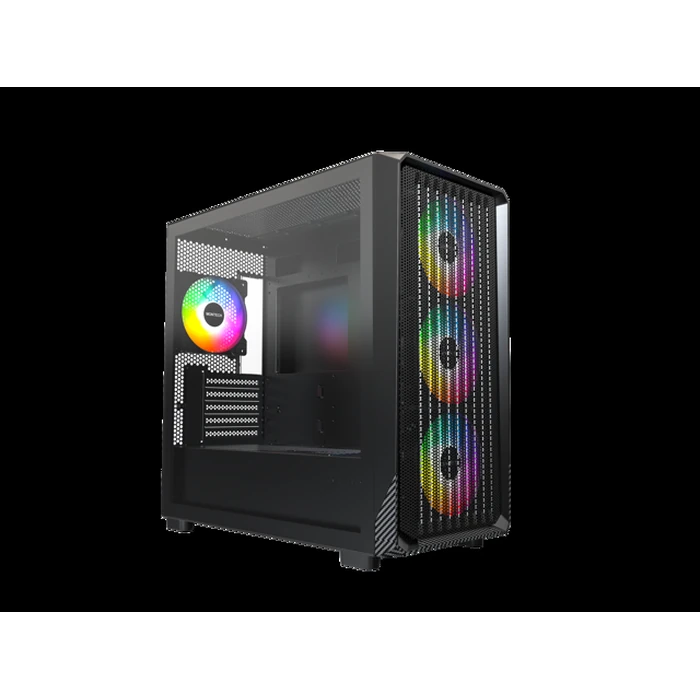 MONTECH X5M - Micro ATX Gaming PC Case, High Airflow, 4x120mm ARGB Fans Pre-installed, Glass Side Panel, Carbon Fiber Print Accents, Black by Montech - Open Boxproduct Type condition - US$47.00