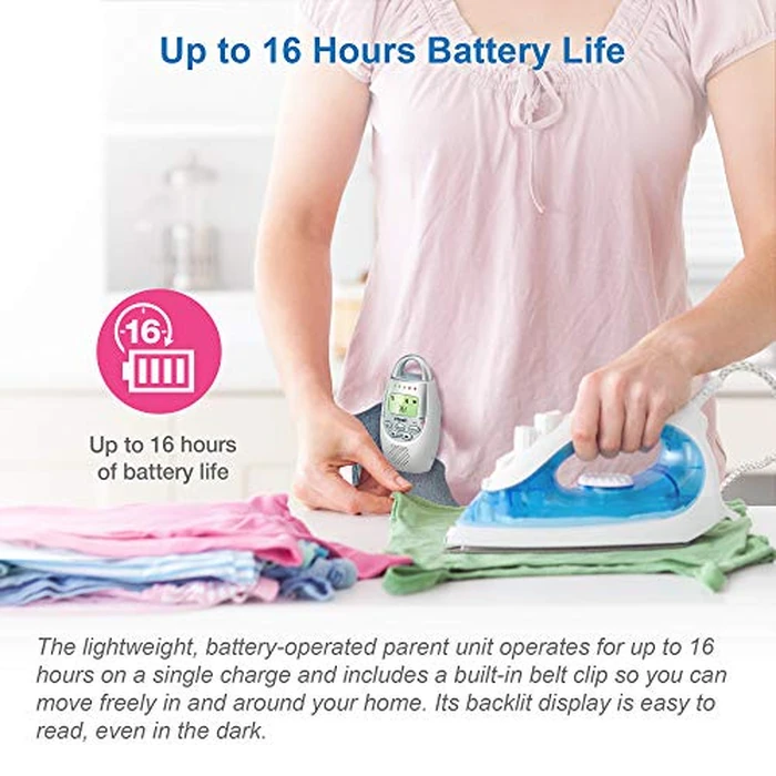 VTech Communications DM221 Audio Baby Monitor with up to 1,000 ft of Range, Vibrating Sound-Alert, Talk Back Intercom & Night Light Loop, White/Silver by VTech - Image 3