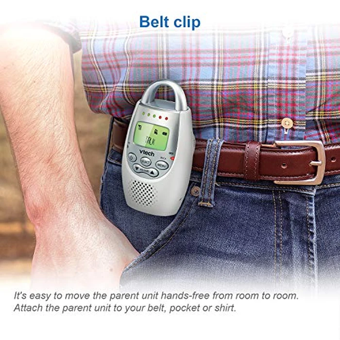 VTech Communications DM221 Audio Baby Monitor with up to 1,000 ft of Range, Vibrating Sound-Alert, Talk Back Intercom & Night Light Loop, White/Silver by VTech - Image 4