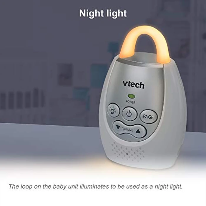VTech Communications DM221 Audio Baby Monitor with up to 1,000 ft of Range, Vibrating Sound-Alert, Talk Back Intercom & Night Light Loop, White/Silver by VTech - Image 6
