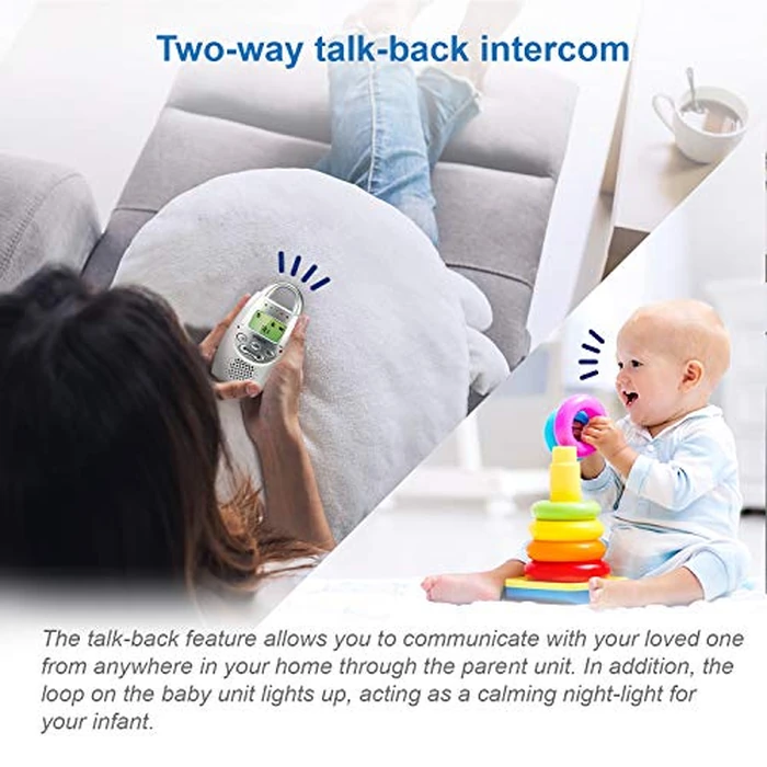 VTech Communications DM221 Audio Baby Monitor with up to 1,000 ft of Range, Vibrating Sound-Alert, Talk Back Intercom & Night Light Loop, White/Silver by VTech - Image 7