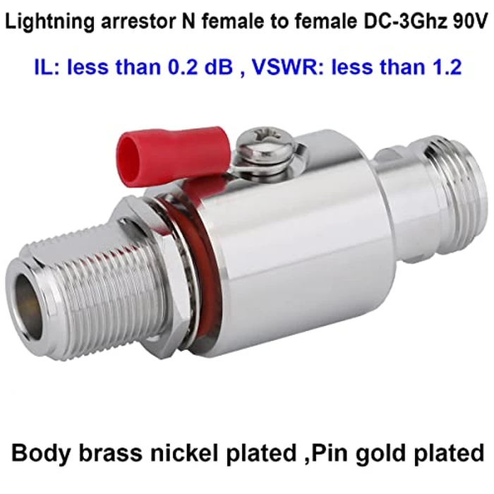 Riotaxy Lightning arrestor N Female to N Female Bulkhead Lightning Surge Protector IP67 with 90 V Gas Tube 50 Ohm DC-3GHz by Riotaxy - Image 2