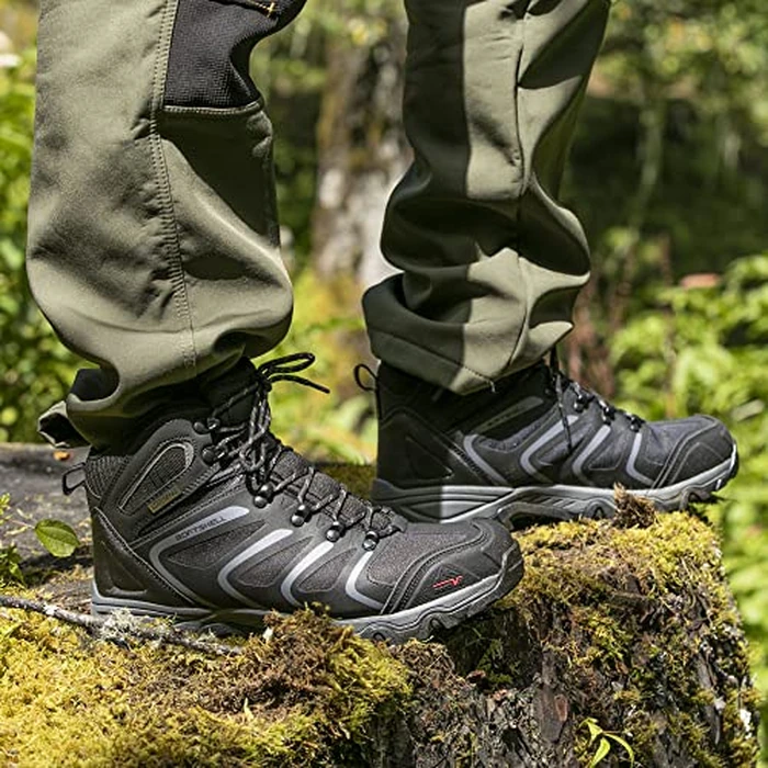 NORTIV 8 Men's Ankle High Waterproof Hiking Boots Outdoor Lightweight Shoes Trekking Trails Armadillo,Size 8.5,Black/Dark/Grey,160448_M by NORTIV 8 - Image 2