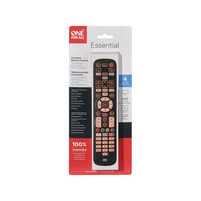 Essential4 TV Remote - Works with Any TV Brand - Learning Feature - SimpleSet - URC3640 by One For All - Image 5