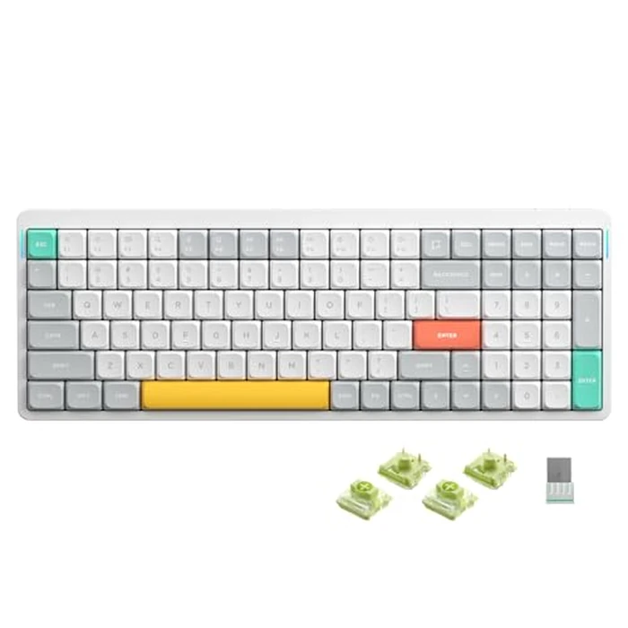 nuphy Air96 V2 Wireless Mechanical Keyboard,100 Keys RGB Backlit Keyboard,Supports Bluetooth 5.1,2.4G and Wired Connection,for PC/Laptop/Windows/Mac -White Gateron Aloe Switch by nuphy - Used - Acceptable condition