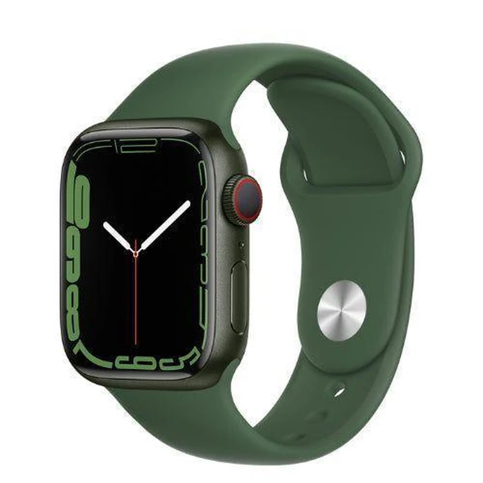 Apple Watch Series 7 (GPS) - 32GB - 45mm - Green Aluminum Case with Clover Rubber Sport Band by Apple - Image 2