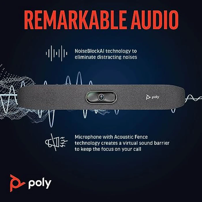 Poly Studio R30 4K Video Conferencing Bar (Plantronics) - Camera, Mic, & Speaker for Small Rooms - Automatic Camera Framing - Noise Reduction Technology - Works w/Teams, Google, Zoom -Amazon Exclusive by POLY - Image 5
