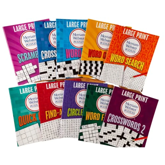 Large Print Merriam-Webster Puzzles 10 Booklet Set (Brain Games Large Print) by Publications International, Ltd. - Used - Like New condition - US$11.05