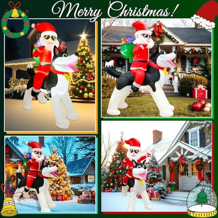 OurWarm 8FT Christmas Inflatable Decoration, Santa Claus Riding a Husky Inflatable Toy with LED Lights, Fun Yard Inflatable Decoration, Blow up Xmas Decor for Lawn Patio Garden Yard Decor by OurWarm - Image 7