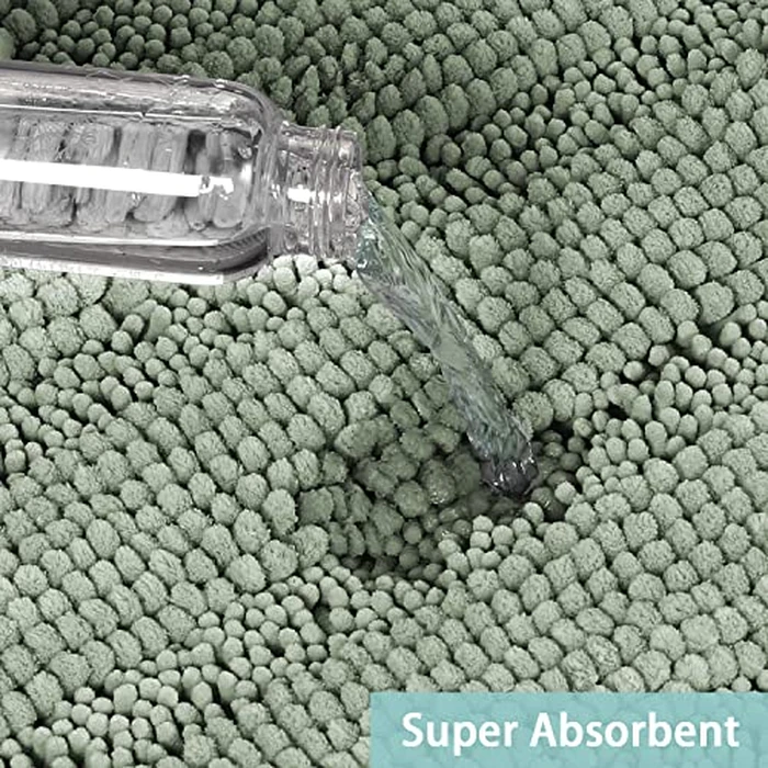 Turquoize Chenille Bathroom Rugs Set Non-Slip Bath Mats for Bathroom Super Absorbent Shaggy Rugs for Tub Shower Toilet Plush Bath Rug Plus U Contour Rug (Standard: 20" x 32" and 20" x 20" U), Sage by Turquoize - Image 4