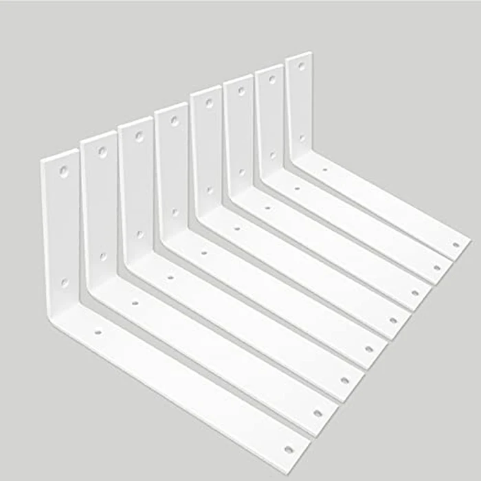 Shelf Brackets 10 Inch Wall L Brackets 8PCS Heavy Duty for Shelves Metal White Rustic Industrial Brackets for DIY Opening Shelves Project Hardware Included by WINKER - Used - Like New condition - US$32.44