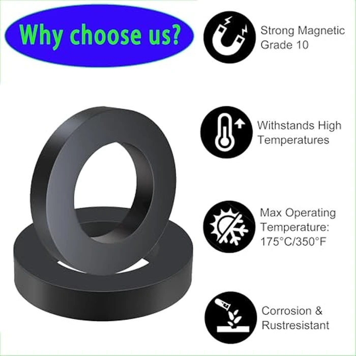 4PCS Large Ferrite Ring Magnet - Grade 10 Big Magnets Heavy Duty, OD60mm x ID32mm x 10mm, Ceramic Circular Magnets for Industry Science, School,Crafts and Hobbies by Yinmazzsan - Image 3