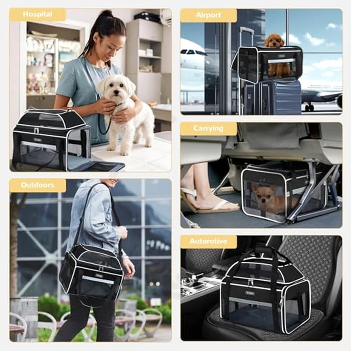 Lekereise Top-Expandable Pet Carrier 18x13x9.5 Inch Southwest Frontier Airline Approved Soft Sided Underseat to 15lbs Travel Carriers for Small Cats Dogs with Locking Safety Zippers Anti-Scratch Mesh by Lekereise - Image 8