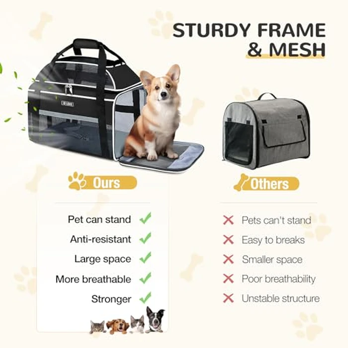 Lekereise Top-Expandable Pet Carrier 18x13x9.5 Inch Southwest Frontier Airline Approved Soft Sided Underseat to 15lbs Travel Carriers for Small Cats Dogs with Locking Safety Zippers Anti-Scratch Mesh by Lekereise - Image 9