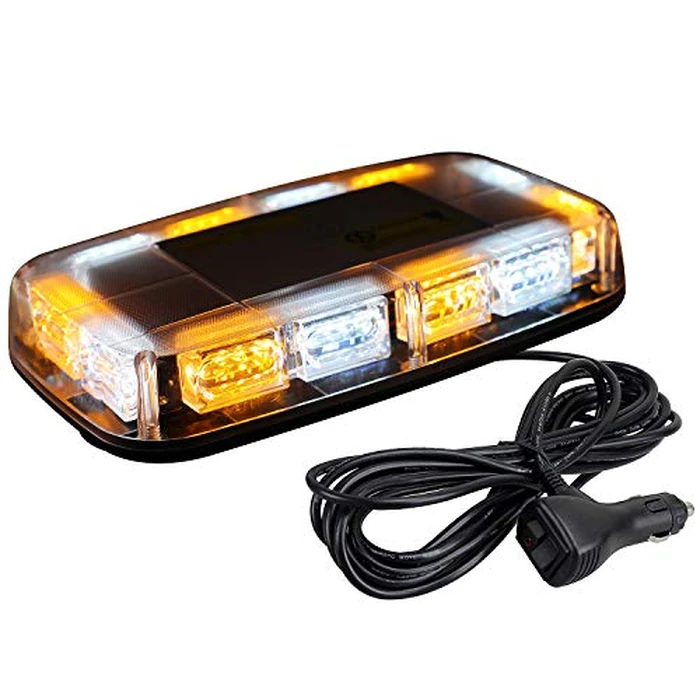 ASPL [Upgraded 5] 48LED Roof Top Strobe Lights, High Visibility Emergency Safety Warning LED Mini Strobe Light bar with Magnetic Base for 12-24V Snow Plow, Trucks, Construction Vehicles (Amber/White) by ASPL - Image 1