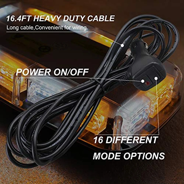 ASPL [Upgraded 5] 48LED Roof Top Strobe Lights, High Visibility Emergency Safety Warning LED Mini Strobe Light bar with Magnetic Base for 12-24V Snow Plow, Trucks, Construction Vehicles (Amber/White) by ASPL - Image 5