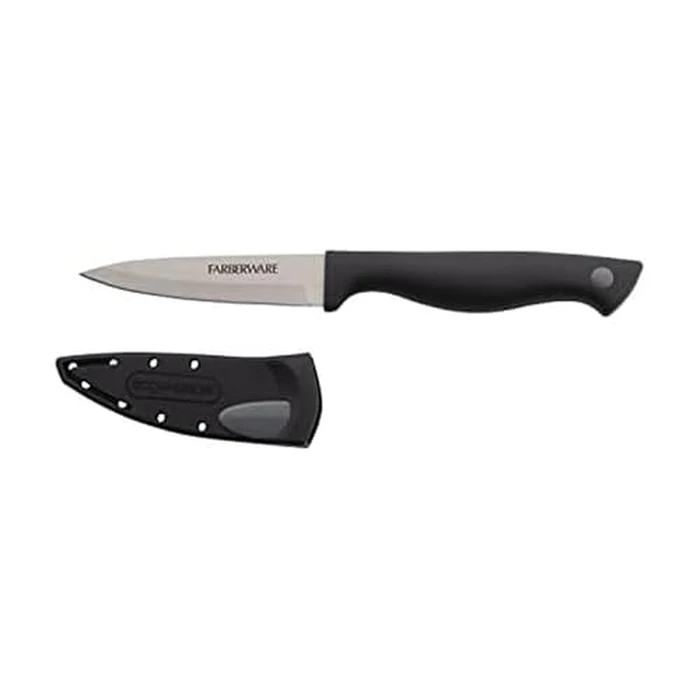 Farberware Edgekeeper 3.5-Inch Paring Knife with Self-Sharpening Blade Cover, High Carbon-Stainless Steel Kitchen Knife with Ergonomic Handle, Razor-Sharp Knife, Black by Farberware - Image 1