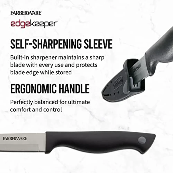 Farberware Edgekeeper 3.5-Inch Paring Knife with Self-Sharpening Blade Cover, High Carbon-Stainless Steel Kitchen Knife with Ergonomic Handle, Razor-Sharp Knife, Black by Farberware - Image 4
