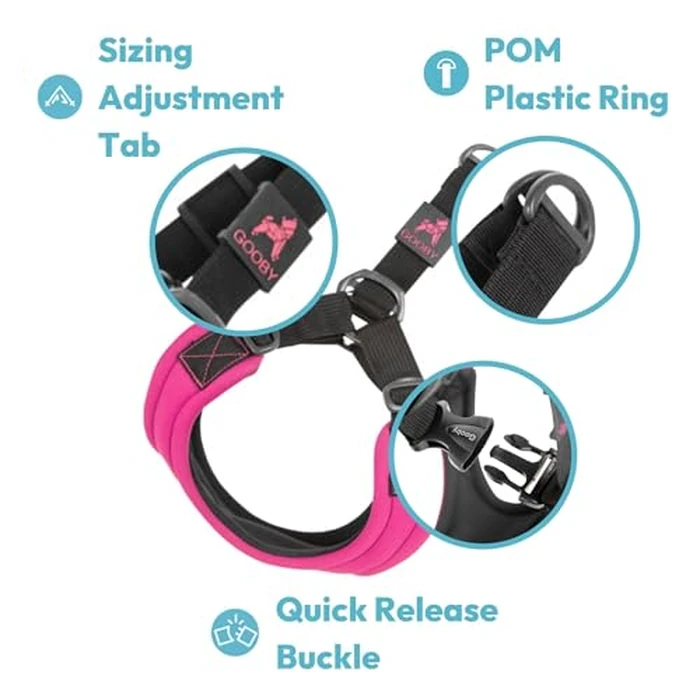 Gooby Escape Free Sport Harness - Black, Large - No Choke Step-in Patented Neoprene Small Dog Harness with Four-Point Adjustment - Perfect on The Go Dog Harness for Medium Dogs No Pull and Small Dogs by GOOBY - Image 5