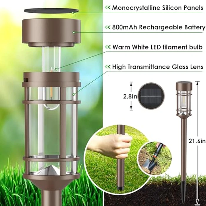 Mancra 8 Pack Solar Outdoor Lights, Bright Up to 10 Hrs Solar Lights Outdoor Waterproof Garden Decor for Patio Lawn Yard and Landscape by Mancra - Image 5