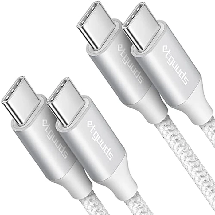 etguuds White USB C to USB C Cable 3ft, 2-Pack 60W USBC to USBC Cord, Type C to C Charger Cable Fast Charging for iPhone 17 16 15 Pro Max Plus Air, Samsung Galaxy S25 S24 S23, for MacBook/iPad, Pixel by etguuds - Used - Like New condition