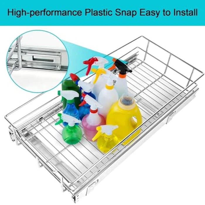 Pull Out Cabinet Organizer 17" W X 22" D, Slide Out Drawers For Kitchen Organizers and Storage, Pull Out Drawers For Cabinets Capacity Heavy Duty Caddy, Cabinet Shelves Chrome-Plated, Bathroom Pantry by STORKING - Image 8