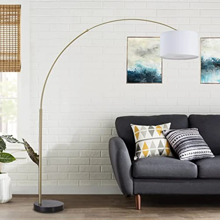 Major-Q Modern 81" Arc X-Large Tall Living Room-Stand Up Arching Drum Shade Large Floor Lamp with Real Marble Base for Dinning/Bedrooms-Corner Lamp for Office Lighting White/Gold (99-6938GLD) by Major-Q - Used - Very Good condition - US$133.50