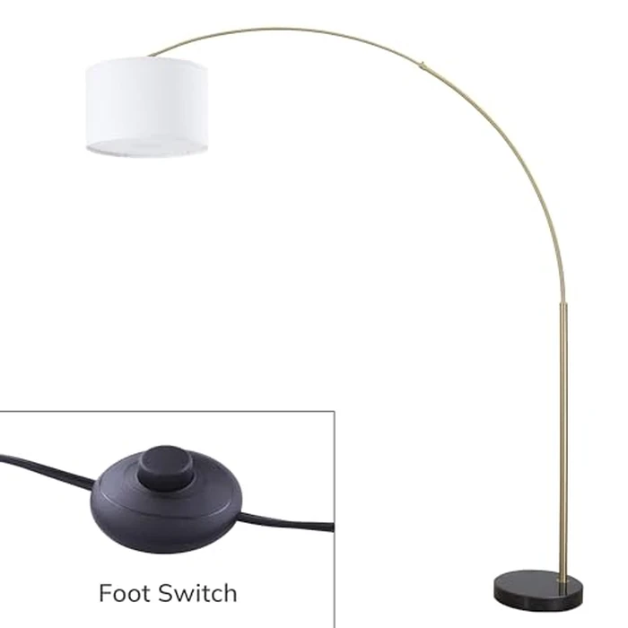 Major-Q Modern 81" Arc X-Large Tall Living Room-Stand Up Arching Drum Shade Large Floor Lamp with Real Marble Base for Dinning/Bedrooms-Corner Lamp for Office Lighting White/Gold (99-6938GLD) by Major-Q - Image 2