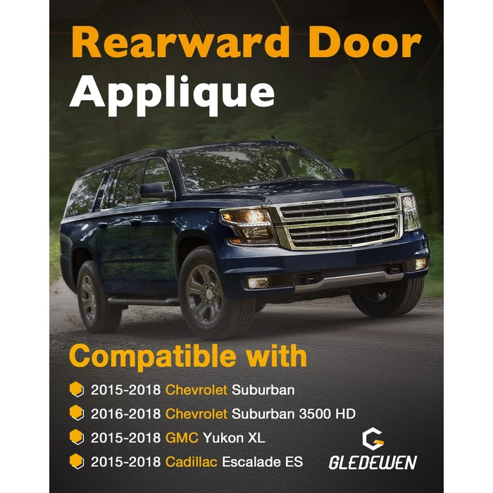 926-247 926-248, Rearward Door Applique, Compatible with 2015-2018 GMC Yukon XL, Cadillac Escalade ESV, Chevy Suburban, Window C-Pillar Trim, Left & Right Rear Door Molding, Outer Windshield Trim by Gledewen - Image 2