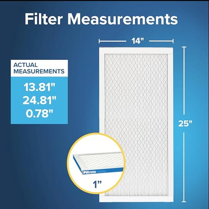 Filtrete 14x25x1 AC Furnace Air Filter, MERV 13, MPR 1900, Premium Allergen, Bacteria & Virus, 3-Month Pleated 1-Inch Electrostatic Air Cleaning Filter, 4-Pack (Actual Size 13.81 x 24.81 x 0.78 in) by Filtrete - Image 2