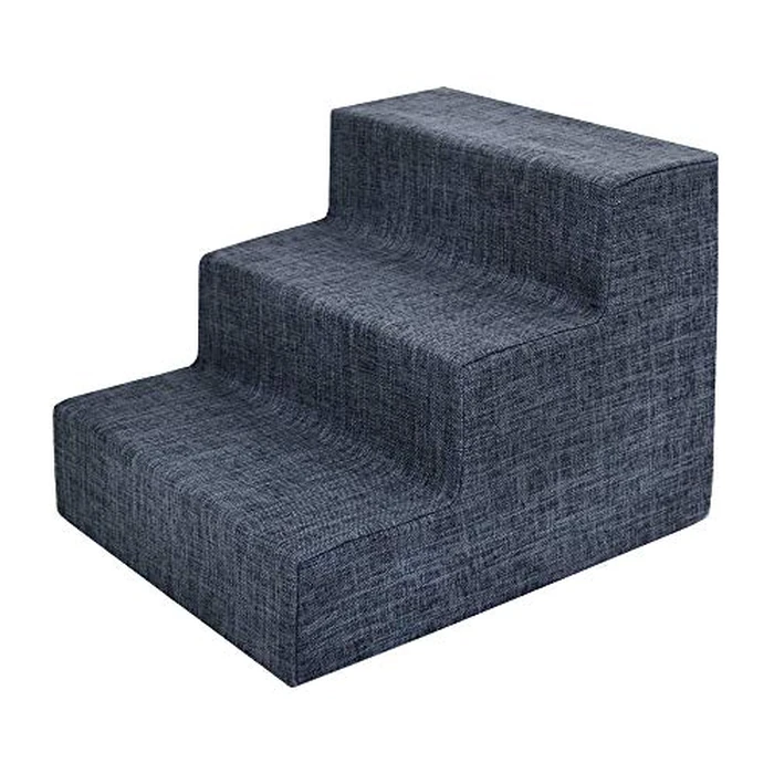 Best Pet Supplies Dog Stairs & Steps - Foam Steps for Small Dogs & Cats, Non-Slip Indoor Balanced Pet Step Support, Dog Ramp, No Assembly, Dark Gray Linen, 3-Step (13.5-inch Height) by Best Pet Supplies - Used - Very Good condition - US$16.95
