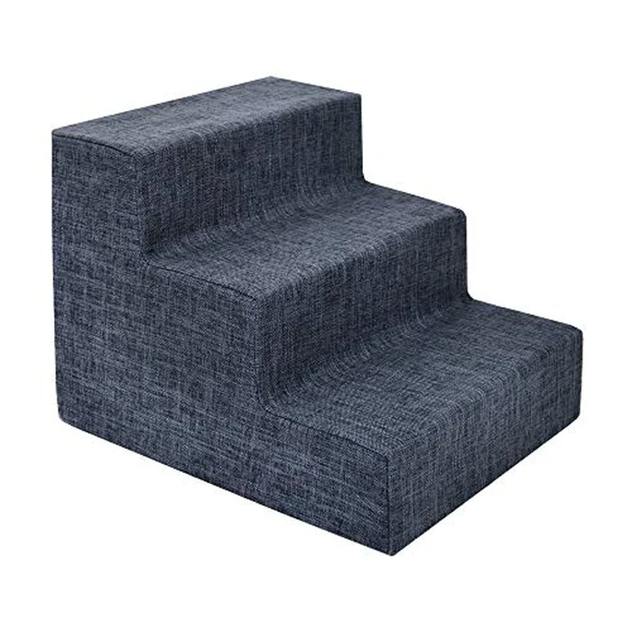 Best Pet Supplies Dog Stairs & Steps - Foam Steps for Small Dogs & Cats, Non-Slip Indoor Balanced Pet Step Support, Dog Ramp, No Assembly, Dark Gray Linen, 3-Step (13.5-inch Height) by Best Pet Supplies - Image 2